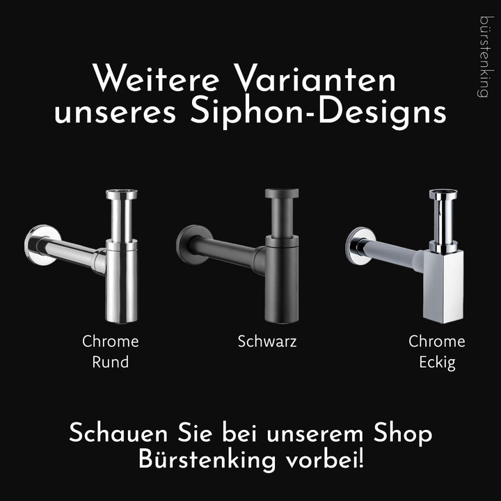 Bürstenking Universal Design Siphon, für Waschbecken und Waschtisch, einfache Montage und Reinigung,