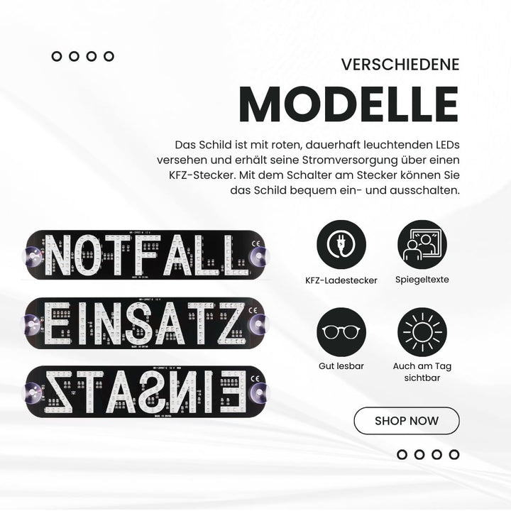 LED Frontwarnsystem SLIM (NOTFALL) | Einsatzschild | Dachaufsetzer-Ersatz | LED Einsatzschild mit Sa