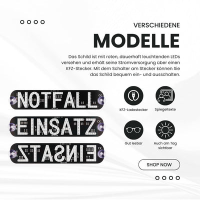 LED Frontwarnsystem SLIM (NOTFALL) | Einsatzschild | Dachaufsetzer-Ersatz | LED Einsatzschild mit Sa