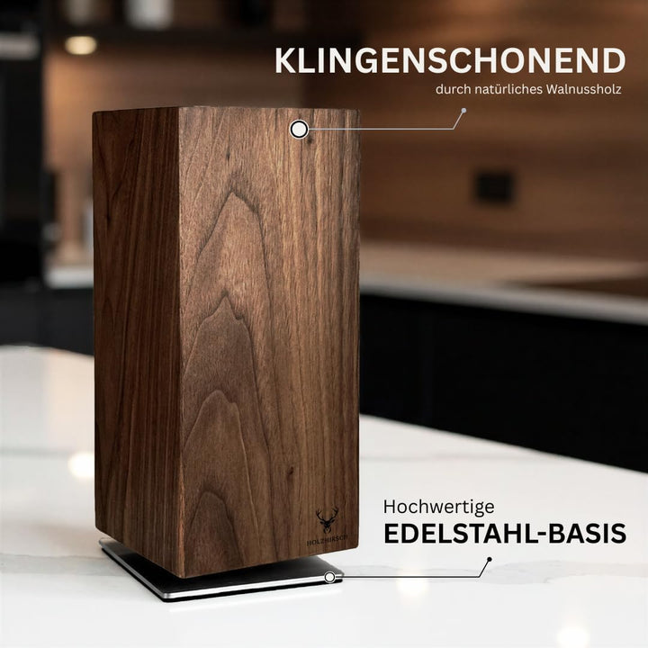 Messerblock ohne Messer magnetisch [Premium] | 360° drehbar | 5,2 kg extra schwer | Rutschfeste Edel