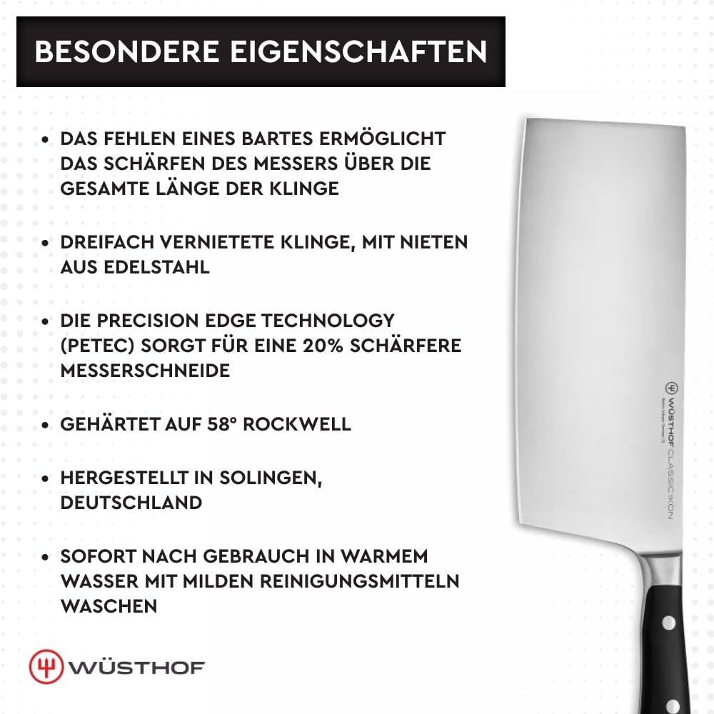 WÜSTHOF Classic Ikon Chinesisches Kochmesser, 7.75 cm Klinge