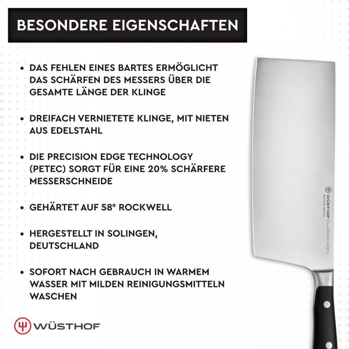 WÜSTHOF Classic Ikon Chinesisches Kochmesser, 7.75 cm Klinge