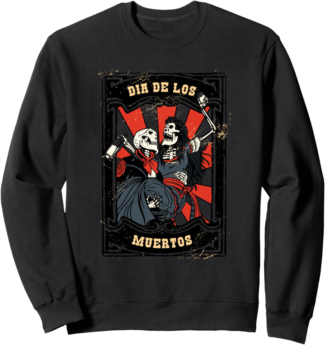 Dia De Los Muertos Skelett Paar tanzt Vintage Grafik Sweatshirt