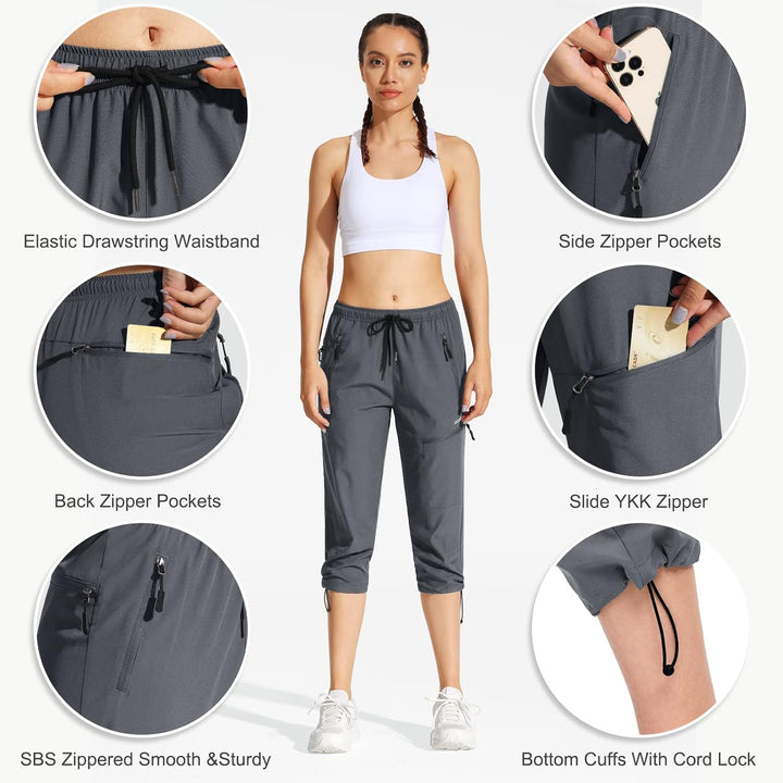 MOCOLY Damen Wanderhose Cargohose Wasserdicht Elastische Outdoorhose Cargo Jogginghose Trekkinghose
