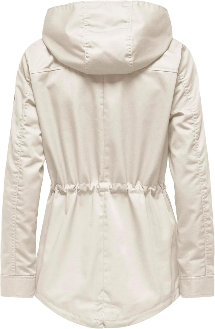 ONLY Damen Übergangsjacke ONLLorca Canvas Parka leichte Jacke mit Kapuze XS Moonbeam, XS Moonbeam
