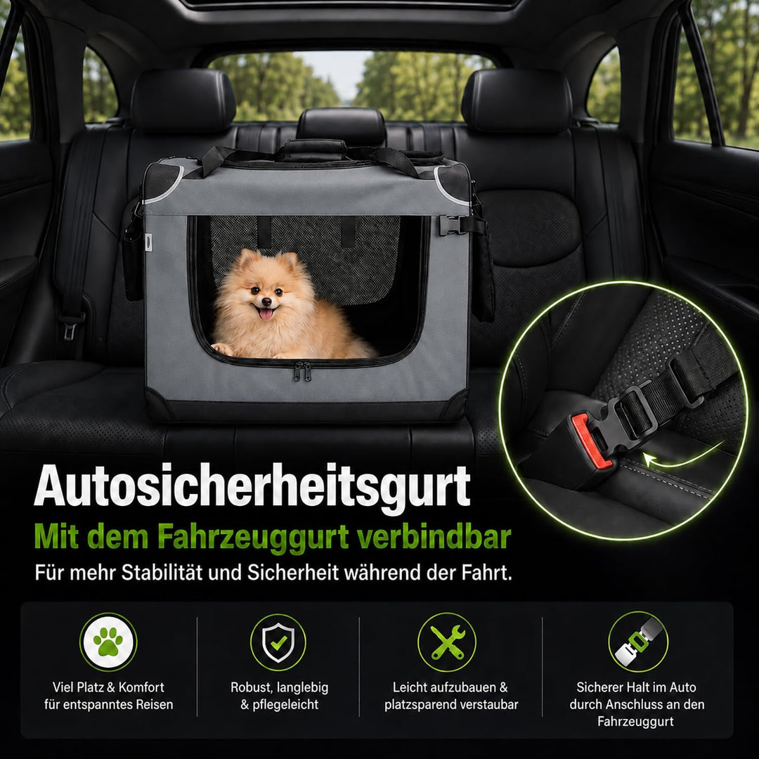 Zedelmaier Hundebox Faltbar Hundetransportbox, M 60x44x42cm, robust Transportbox für Hund &amp; Katze Gr