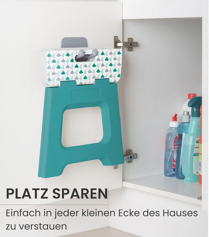 Vigar Kompakte Tritthocker Klappbar für Erwachsene, 27 cm, Klapphocker Faltbar 150 kg rutschfest, Le