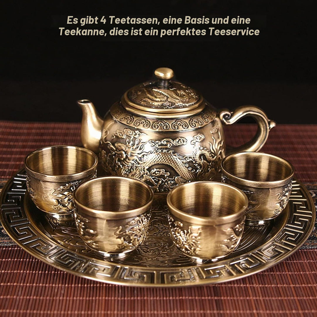 Vintage Coffee Pot Set, Metall Tee Set mit 4 Tassen und Tabletthilfemuster Marokkanischer Teekannens