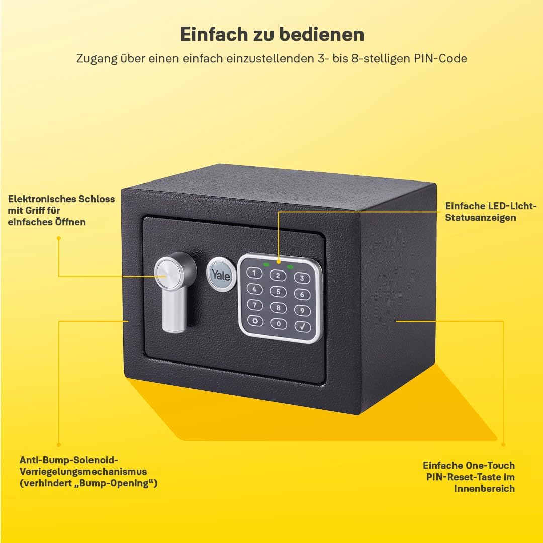Yale Elektronischer Tresor - YSV/170/DB2 - Mini - Schwarz - Standardsicherheit Black Mini New Versio