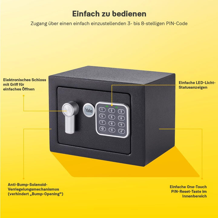Yale Elektronischer Tresor - YSV/170/DB2 - Mini - Schwarz - Standardsicherheit Black Mini New Versio