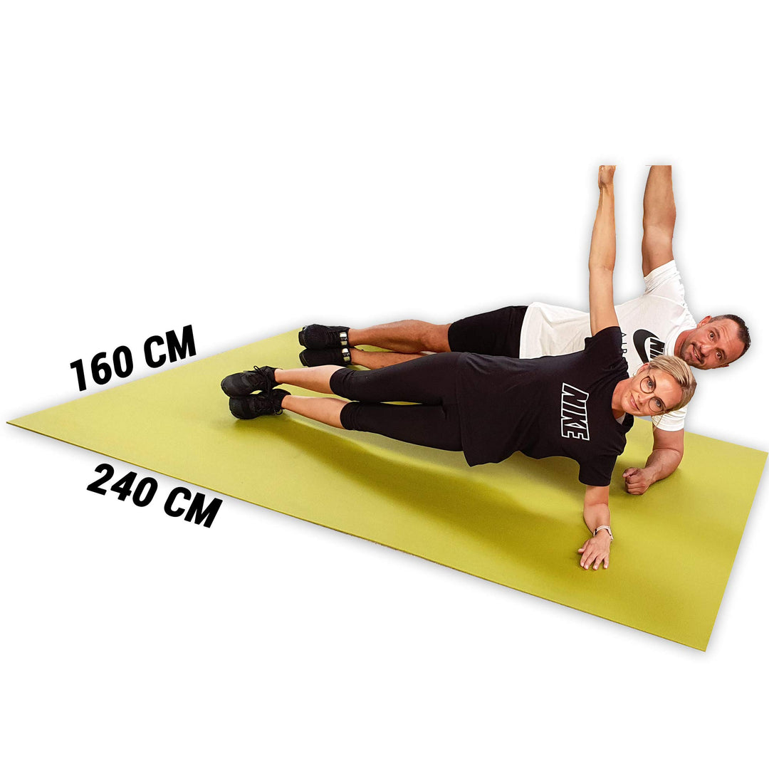 GYMEX Performance Fitness-Matte XXL, extra gross, rollbar, für Yoga, Sport & Fitness 240x160cm Grün,