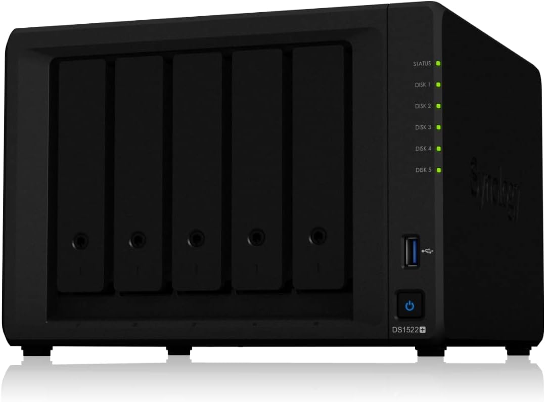 Synology DS1522+ 8G NAS 50TB (5x10TB) IronWolf, Schwarz