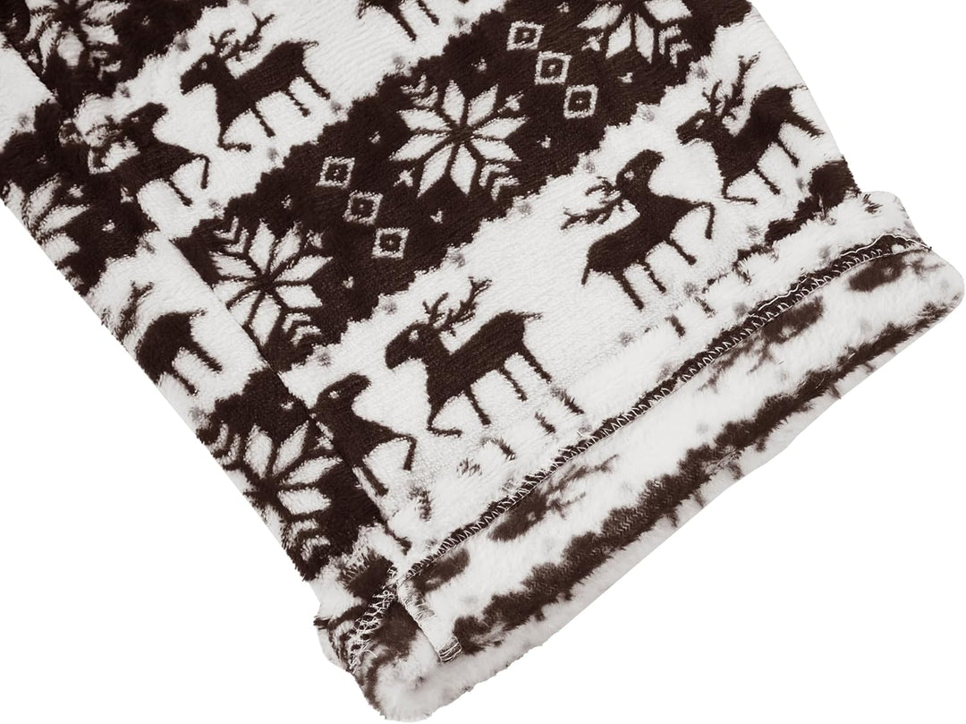 Runcati Schlafanzughose Herren Lang Fleece Warm Weihnachts Rentier Hose Freizeithose mit Taschen und