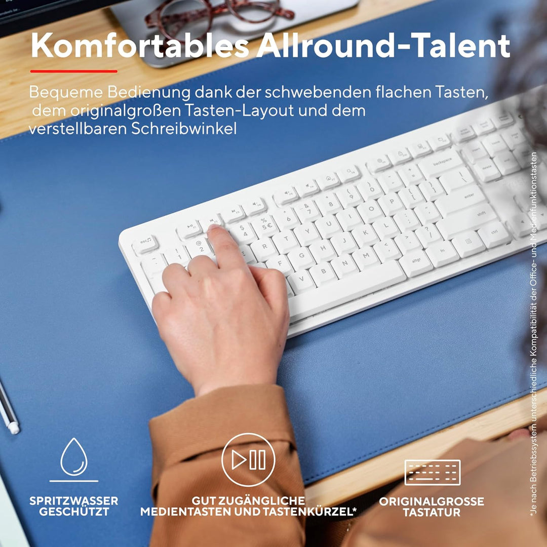 Trust ODY II Leise Tastatur Maus Set Kabellos Deutsches QWERTZ Layout, Flachen Tasten, Beidhändig Fu