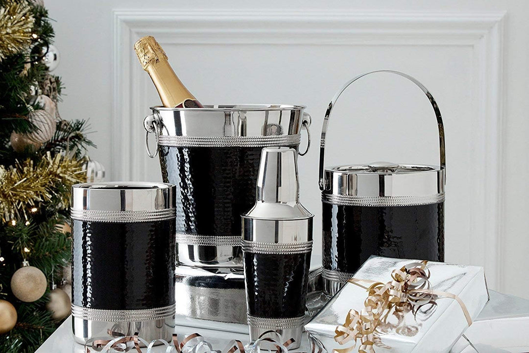 Premier Housewares Bottle Cooler, Stainless Steel, Black, H18 x W12 x D12cm Schwarz, Schwarz