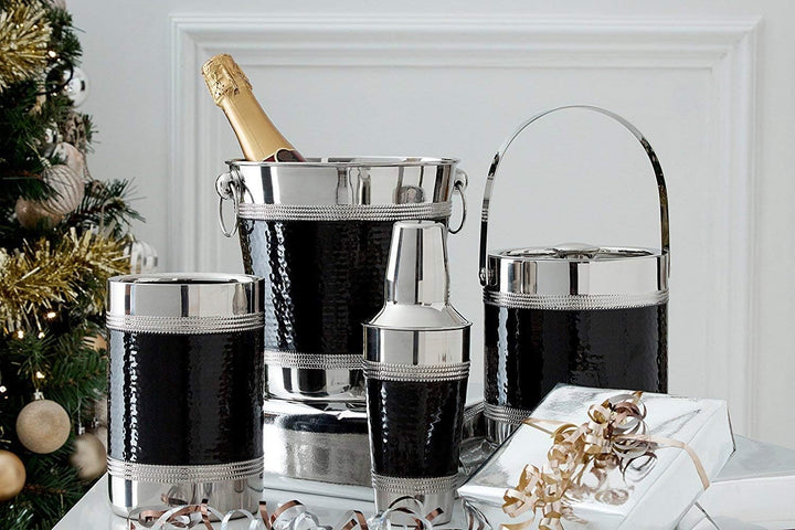 Premier Housewares Bottle Cooler, Stainless Steel, Black, H18 x W12 x D12cm Schwarz, Schwarz