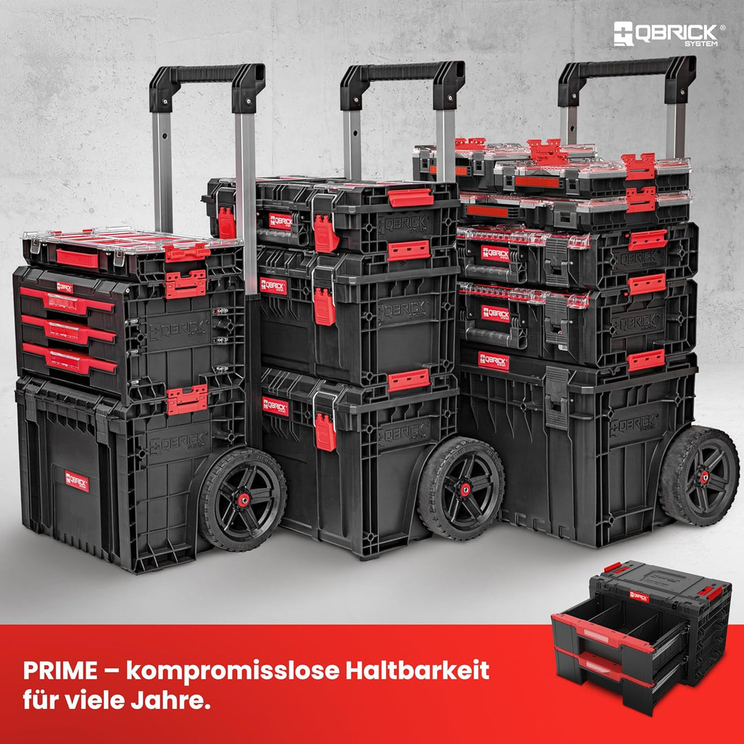 Qbrick System Werkzeugkoffer Sortierbox Leer - 2 Schubladen - Werkzeugkiste - 542 x 335 x 369 mm Sch