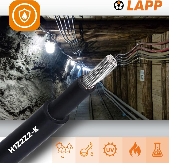 10 Meter Lapp H1Z2Z2-K 10mm² Solarkabel 1X10 Kabel weiss schwarz, 10m