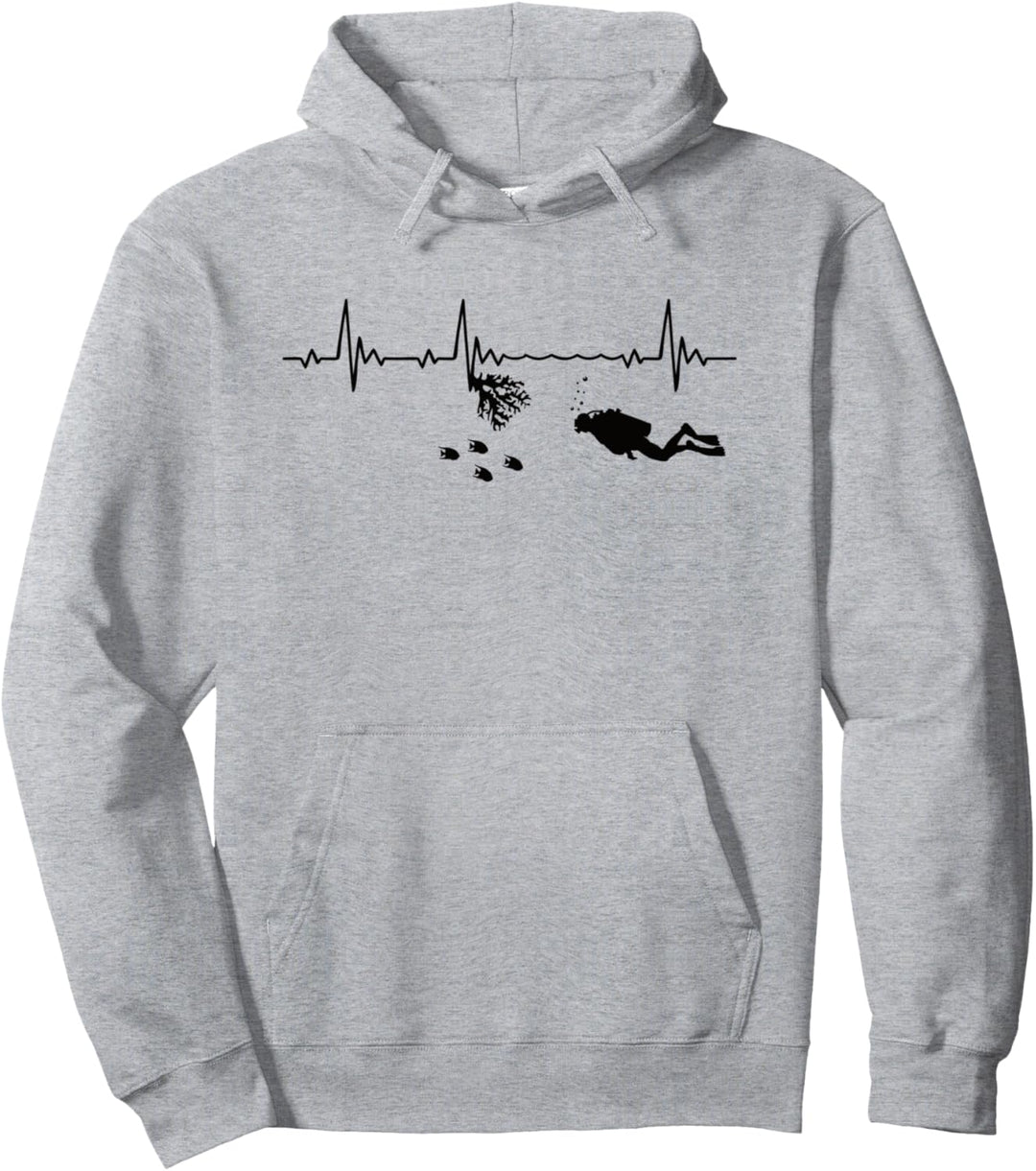 Tauchen Herzschlag mit Korallen für Taucher Pullover Hoodie