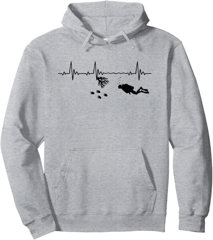 Tauchen Herzschlag mit Korallen für Taucher Pullover Hoodie