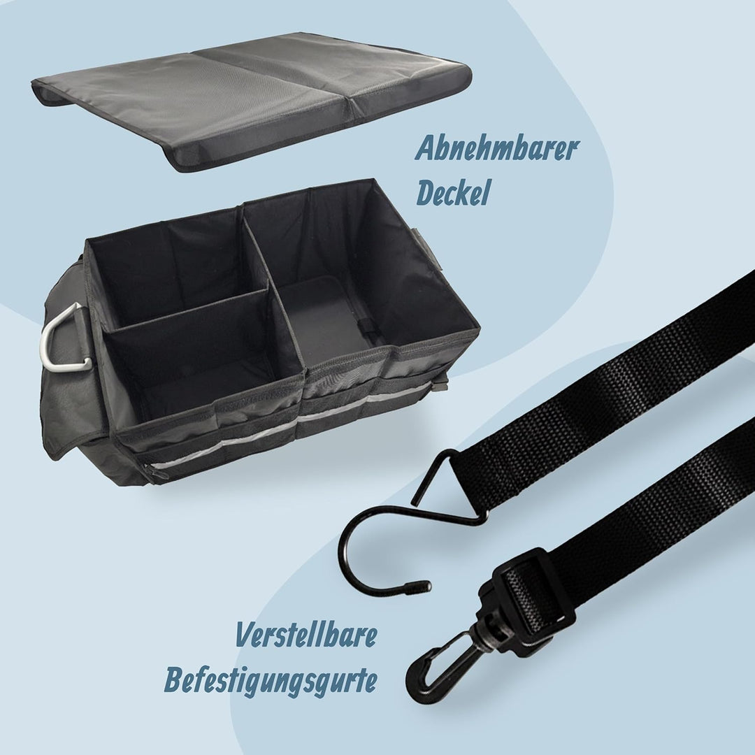 Relaxdays Kofferraum Organizer mit Deckel, entnehmbare Kühltasche, faltbar, HxBxT: 30 x 60 x 40 cm,