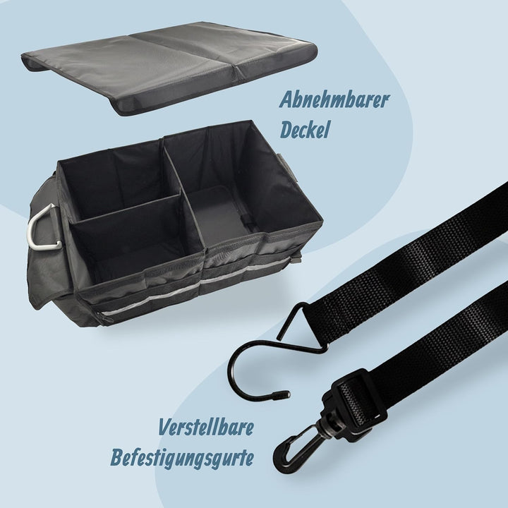 Relaxdays Kofferraum Organizer mit Deckel, entnehmbare Kühltasche, faltbar, HxBxT: 30 x 60 x 40 cm,