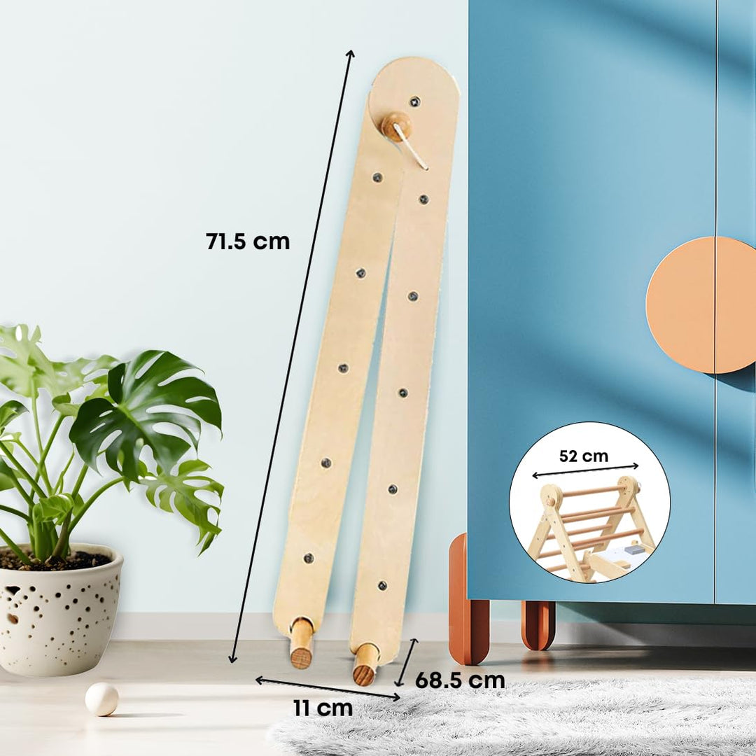 Mamabrum Holzspielplatz für Kinder – Klettergerüst, Dreieck, Leiter & Balancierpfad – 3-in-1 Multifu