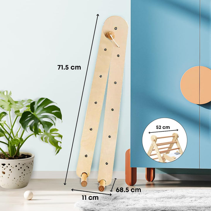 Mamabrum Holzspielplatz für Kinder – Klettergerüst, Dreieck, Leiter & Balancierpfad – 3-in-1 Multifu