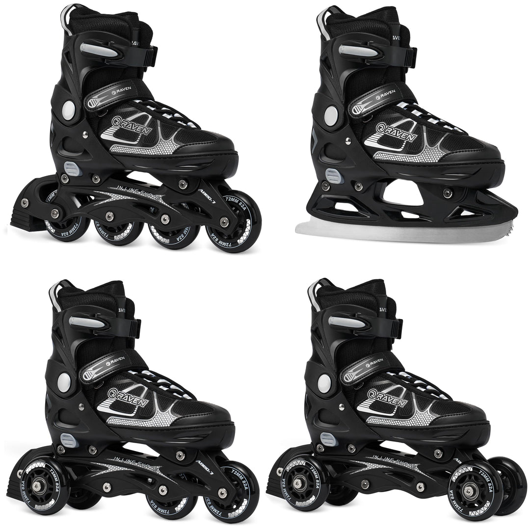 RAVEN 4in1 Inline Skates Triskates Rollschuhe Schlittschuhe Inliner für Kinder und Erwachsene verste