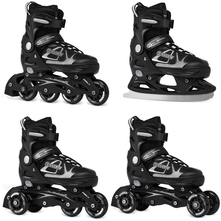 RAVEN 4in1 Inline Skates Triskates Rollschuhe Schlittschuhe Inliner für Kinder und Erwachsene verste