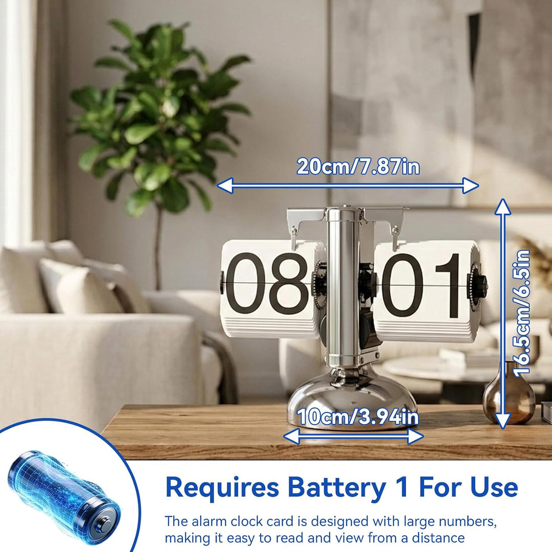 HERCHR Automatische Flip Deskuhr Mechanische Retro, Digitale Flip -Down -Uhr Grosse Zahlenbatterie b