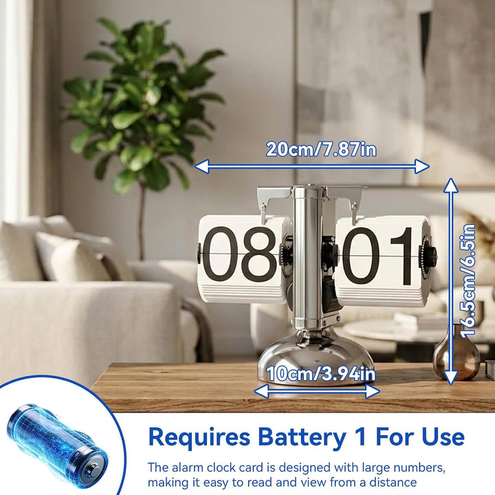 HERCHR Automatische Flip Deskuhr Mechanische Retro, Digitale Flip -Down -Uhr Grosse Zahlenbatterie b