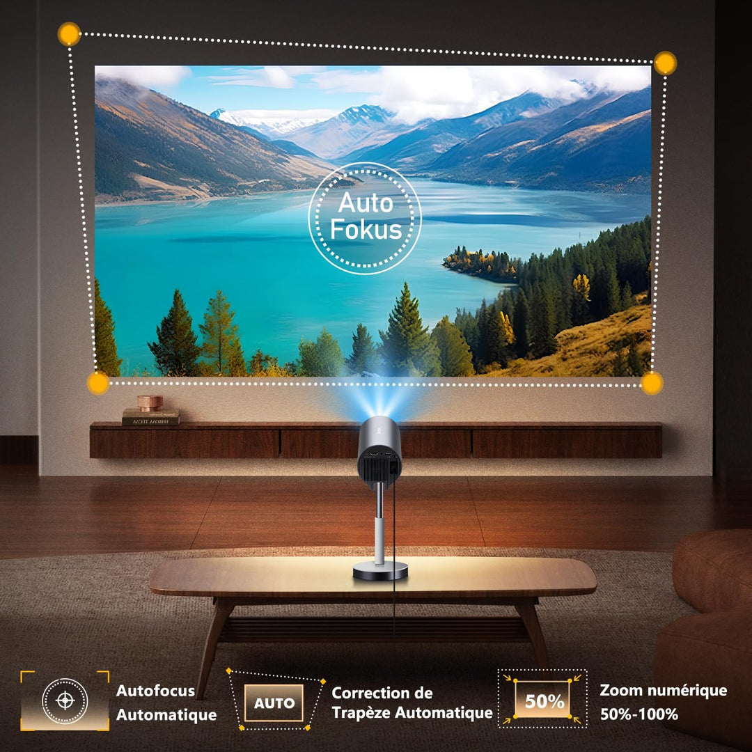 Autofokus/Trapezkorrektur VGKE Mini Beamer Heimkino 4K Unterstützt, 15000 Lumens Full HD Videoprojek