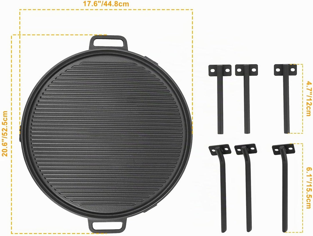 Onlyfire Gusseisen Grillrost mit Abnehmbar Standfuss, Grillplatte für Solo Stove Bonfire und Yukon F