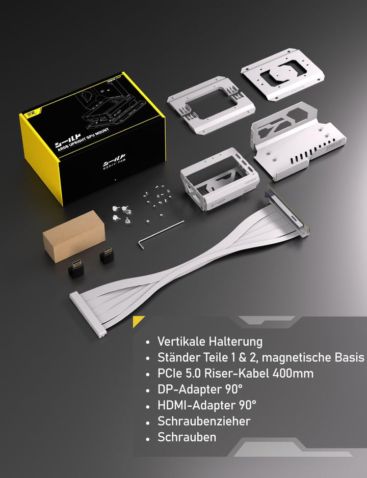 EZDIY-FAB Shield ARGB Aufrechte GPU-Halterung mit PCIe 5.0 Riser–Vertikalhalterung für RTX 50 Serie,