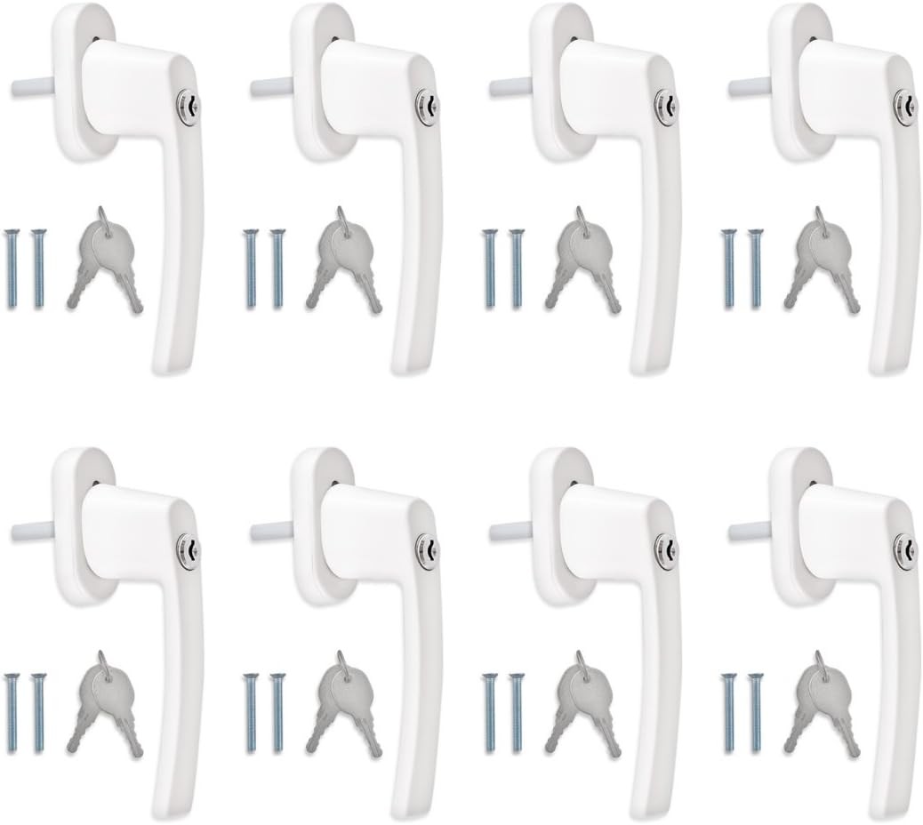 kwmobile 8X Aluminium Fenstergriff abschliessbar - Kindersicherung Fenstersicherung mit Schloss in S