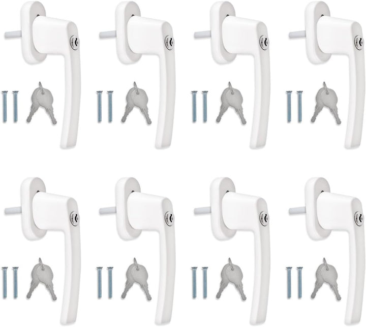 kwmobile 8X Aluminium Fenstergriff abschliessbar - Kindersicherung Fenstersicherung mit Schloss in S