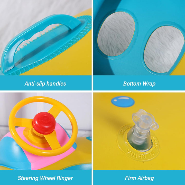 Babypool Float, aufblasbares, autoförmiges Baby-Float mit Baldachin, Sonnenschutz-Schwimmring mit ei