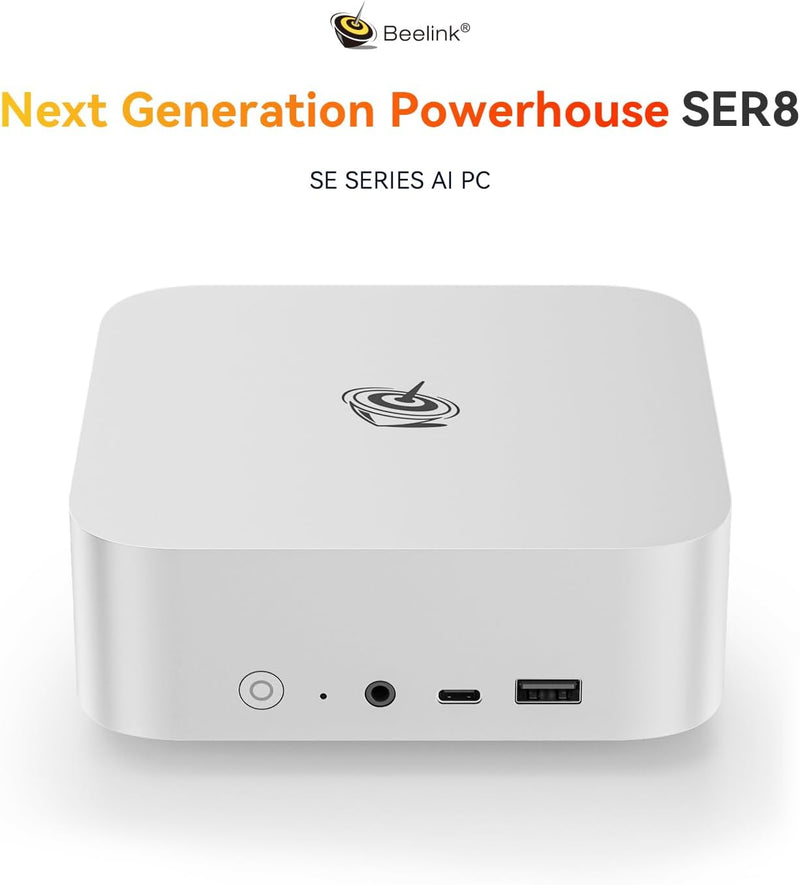 Beelink Mini PC SER8, AMD Ryzen 7 8845HS(8C/16T, up to 5.1GHz), 32GB DDR5 RAM 1TB M.2 PCIe4.0 SSD, 4