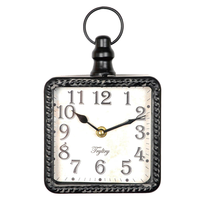 TRYLTRY Kleine Retro-Wanduhr, rechteckig, batteriebetrieben, leise, schwarze Vintage-Dekor-Wanduhren
