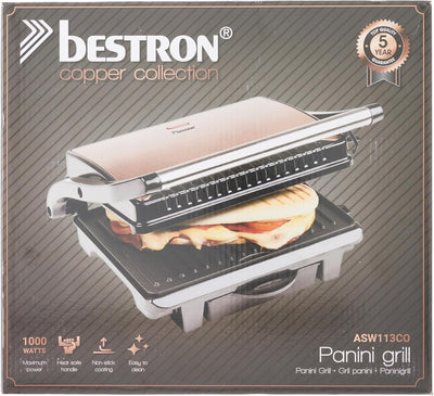 Bestron elektrischer Kontaktgrill mit Auffangschale, Sandwichmaker mit Cool-Touch-Handgriff & Antiha