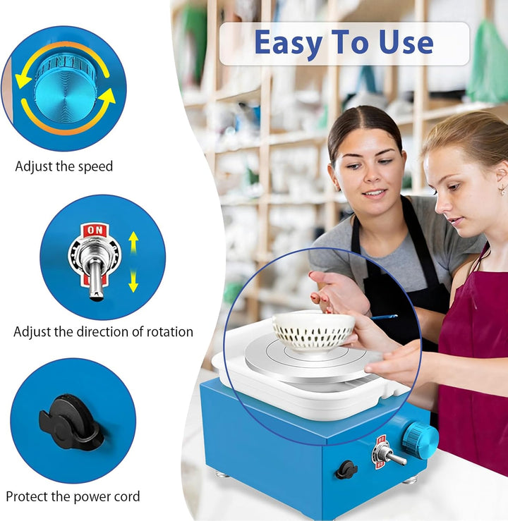 Töpferset Für Kinder Drehteller Elektrisch, 2000 U/Min Kinder Töpferscheibe Elektrisch Drehscheibe T