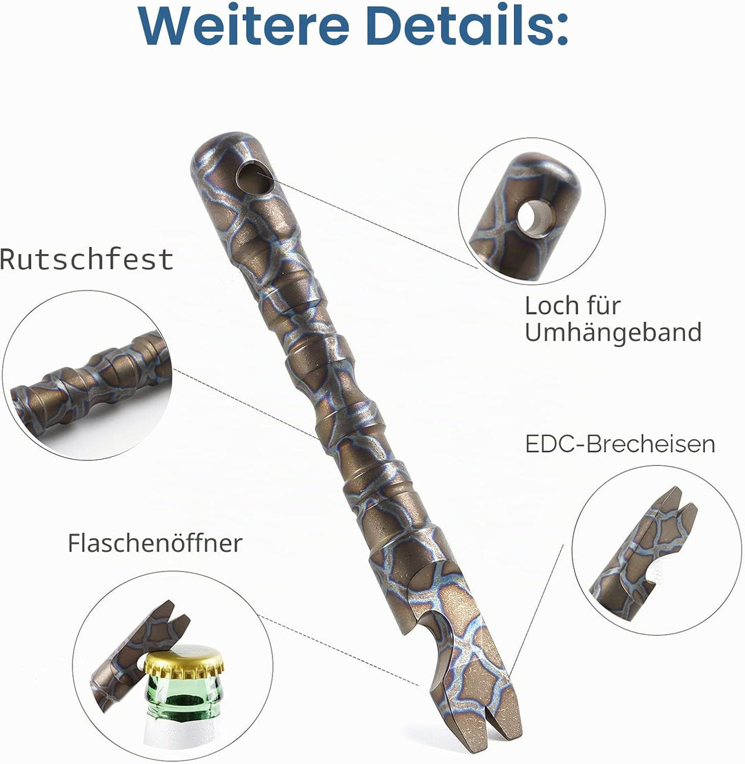 Hamans EDC Stemmeisen aus Titanlegierung, mit Flaschenöffner, Schraubendreher-Funktion, Multiwerkzeu