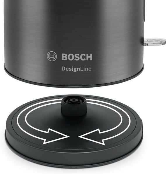 Bosch kabelloser Wasserkocher DesignLine TWK5P475, Ausgiessen ohne Spritzer, Tassenanzeige, extra gr