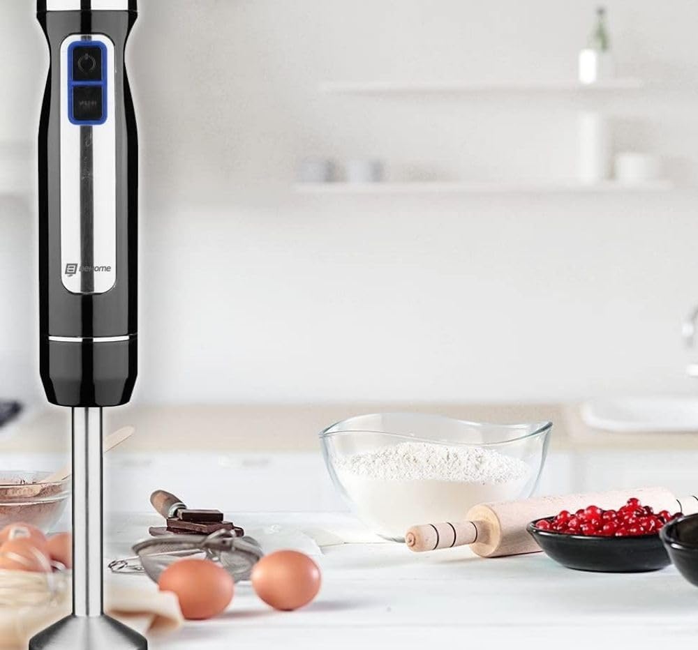 BEHOME Stabmixer Elektrischer, Pürierstab Edelstahl 800W|8 Geschwindigkeiten für Babynahrung, Suppe,
