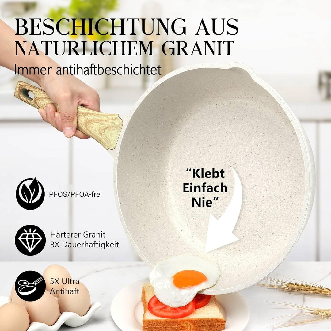 GiPP 28 cm Wokpfanne mit Deckel, Antihaft Pfanne mit Deckel 28cm Hoher Rand, Granit-Antihaftbeschich