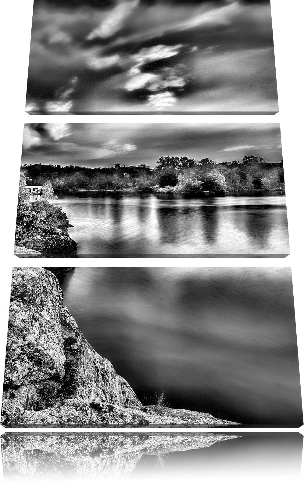 Pixxprint Lila Seelandschaft als Leinwandbild/Grösse: 3 Teilig (120x80) cm/Wandbild/Kunstdruck/ferti