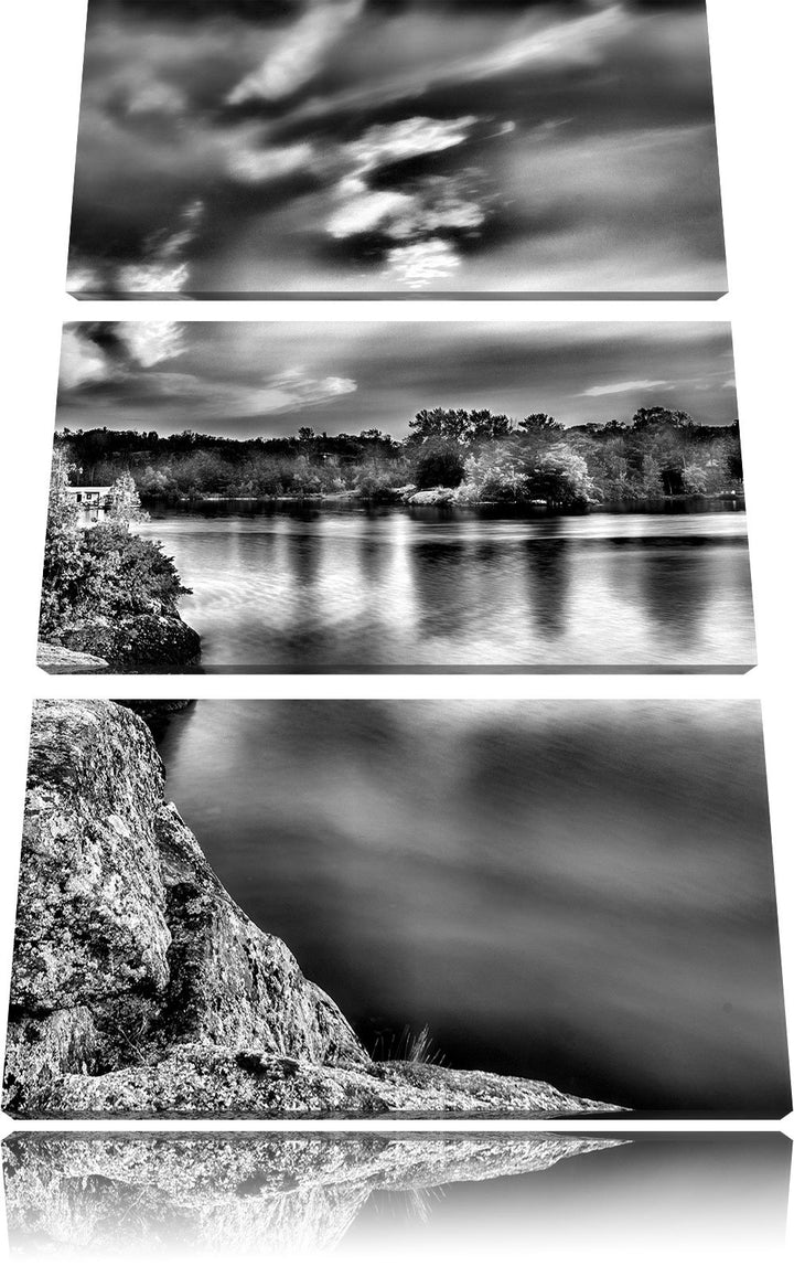 Pixxprint Lila Seelandschaft als Leinwandbild/Grösse: 3 Teilig (120x80) cm/Wandbild/Kunstdruck/ferti