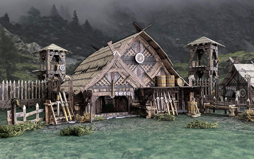 Fantasy Battle Systems Wargames Terrain - Mead Hall - Multi Level Tabletop War Game Board - Wargamin