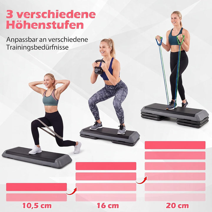 COSTWAY Aerobic Stepper 3 fach höhenverstellbar | Steppbrett rutschfest 150 kg belastbar, Fitness St